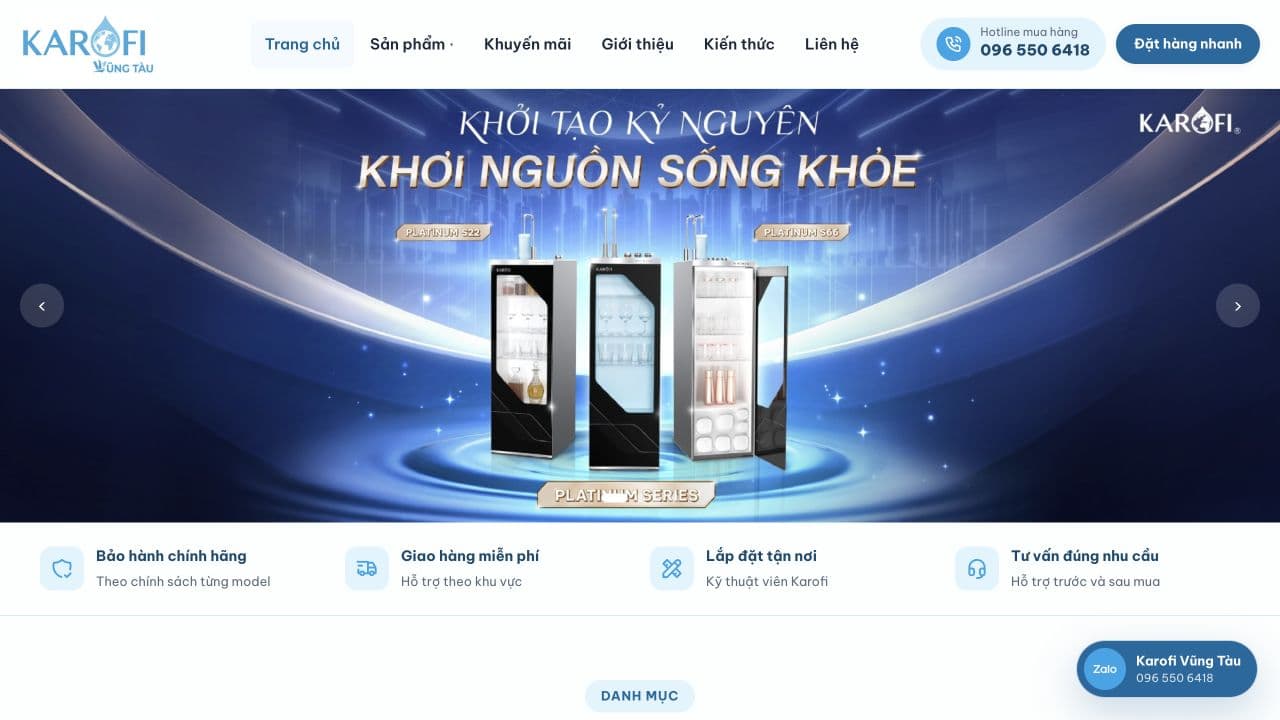 Website Karofi Vũng Tàu trong hệ thống Golden Sea AI