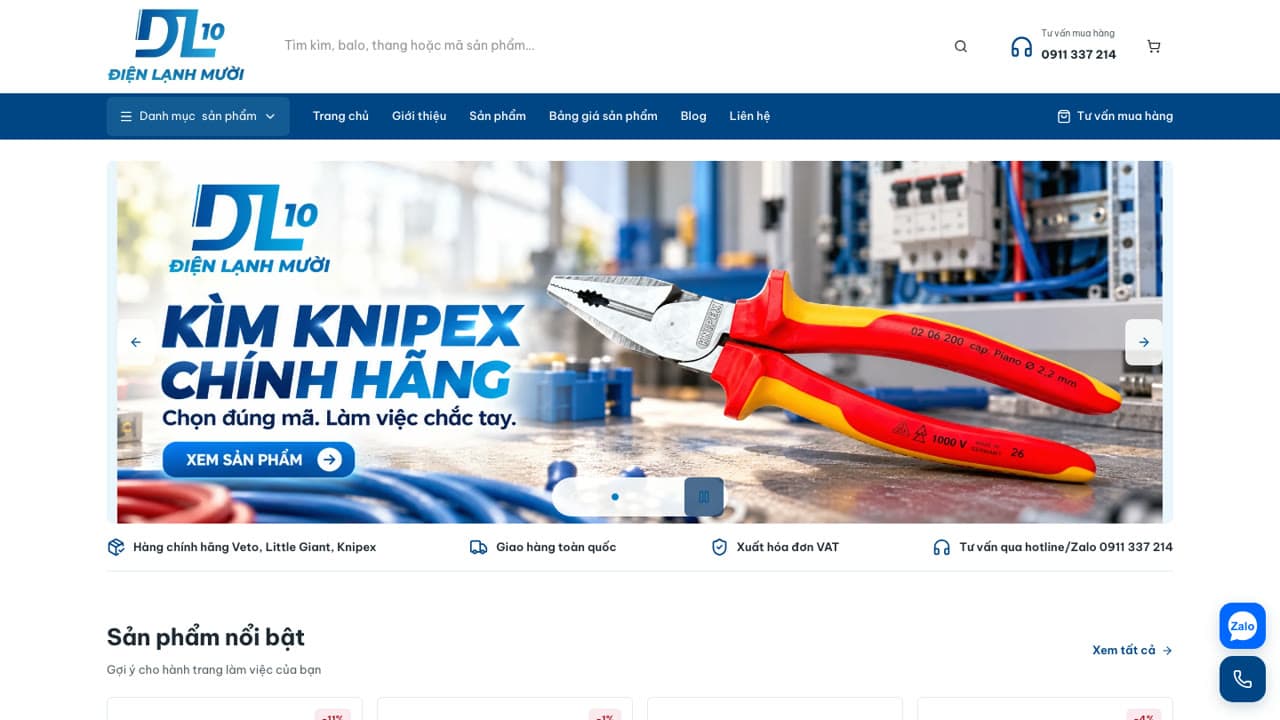 Trang chủ website Điện Lạnh Mười do Golden Sea làm
