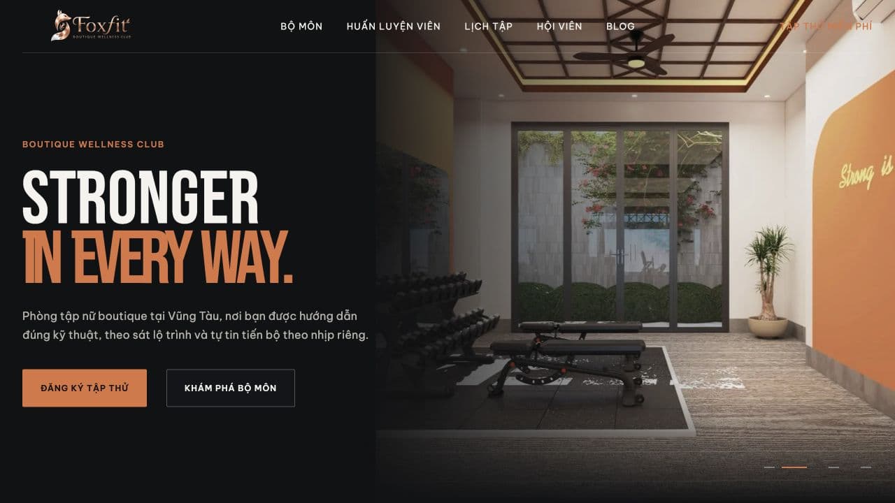 FoxFit website home page designed and built by Golden Sea