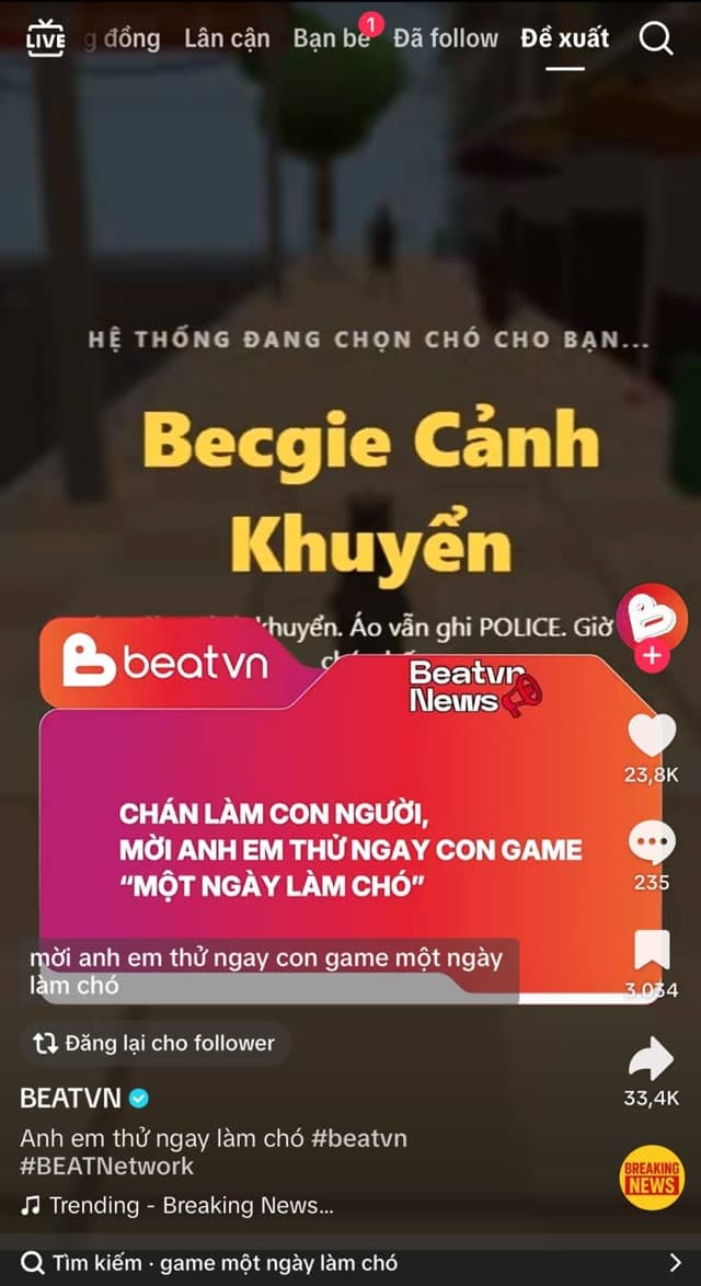 BEATVN TikTok post featuring Một Ngày Làm Chó