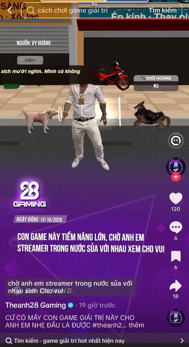 Theanh28 Gaming TikTok post about Một Ngày Làm Chó