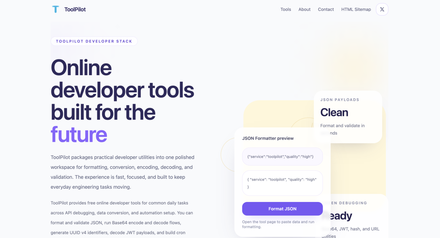 Free developer tools for debugging APIs including JSON formatter JWT decoder and Base64 tools